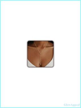 14K Gold Plated Layered Lariat Necklace Waterproof Non-Tarnish Y-Necklace